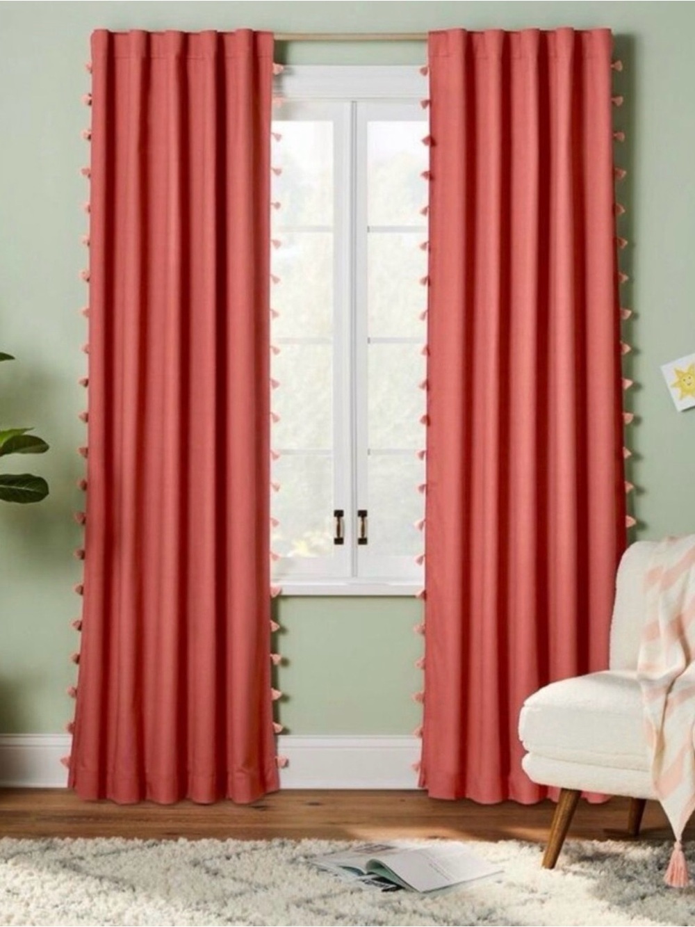 84”Coral Pillowfort Blackout Curtain Panels -2 panels